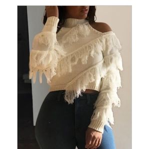 Women's (SIZE 12) Turtleneck Tassle Sweater